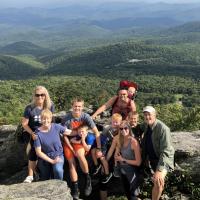 Karin with her extended family on Grandfather Mountain (sister's family and mom & stepdad)