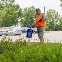 Man picking up litter