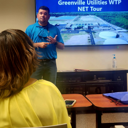 Ryan Gregory gives a tour of the WTP to community leaders.