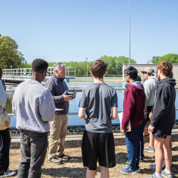Jason Manning gives Grow Local students a tour of the Wastewater Treatment Plant