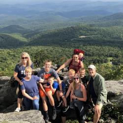 Karin with her extended family on Grandfather Mountain (sister's family and mom & stepdad)