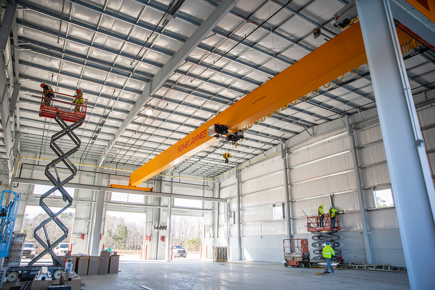 This new overhead, 7-ton bridge crane is capable of safely moving extremely heavy loads and equipment from one location to another within our new Fleet Maintenance Building. 