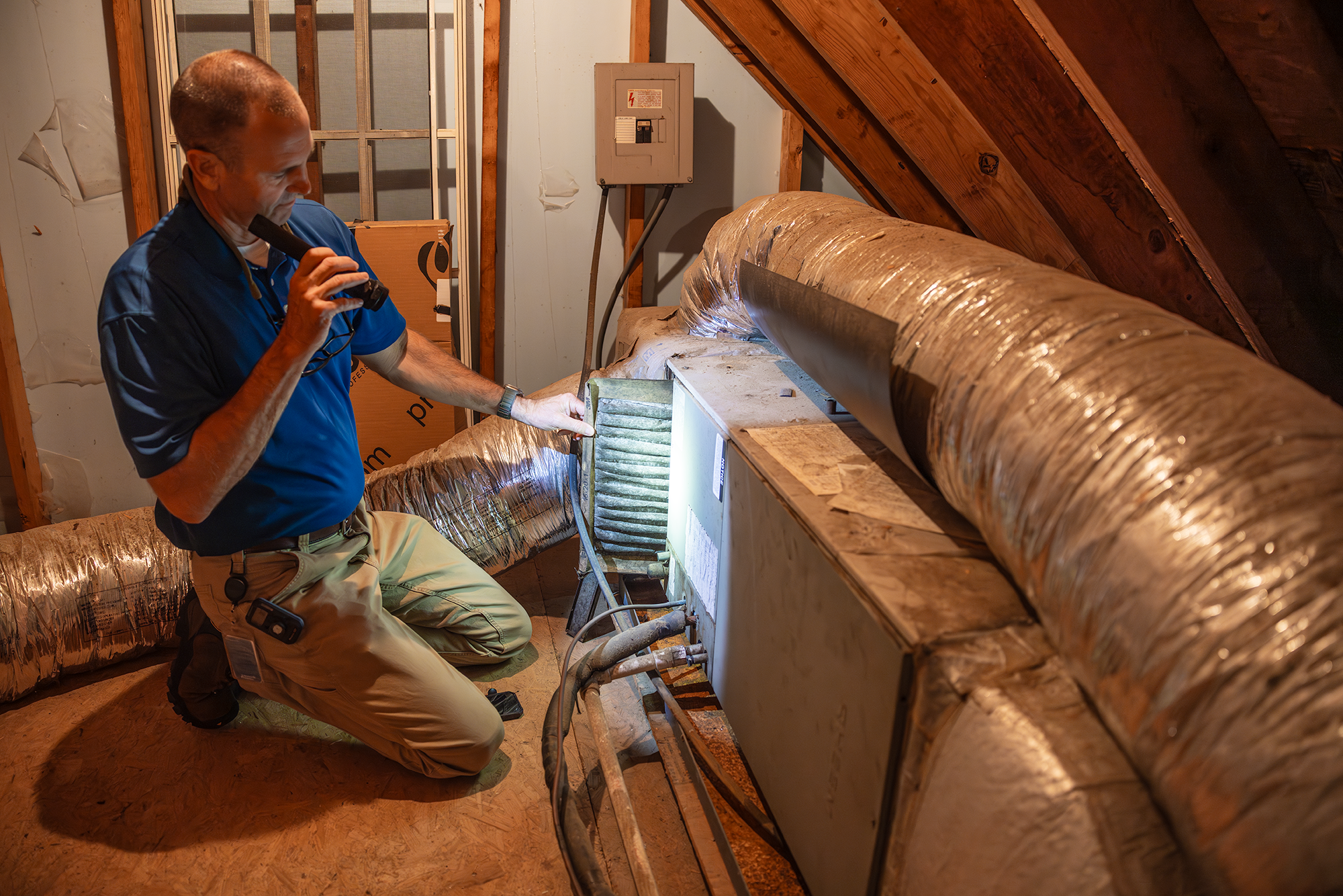 Jonathan discovers an old filter in a customers HVAC system.