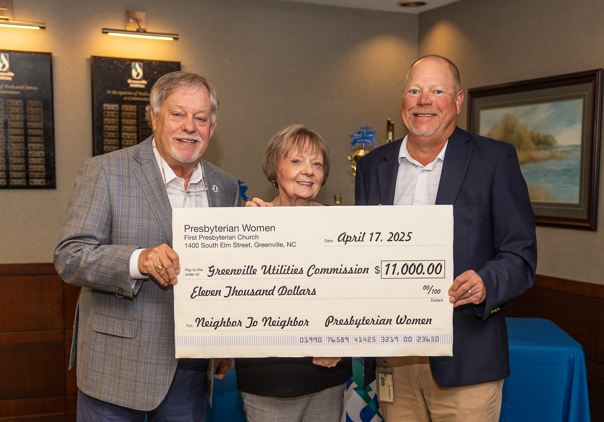 Donation from First Presbyterian Church