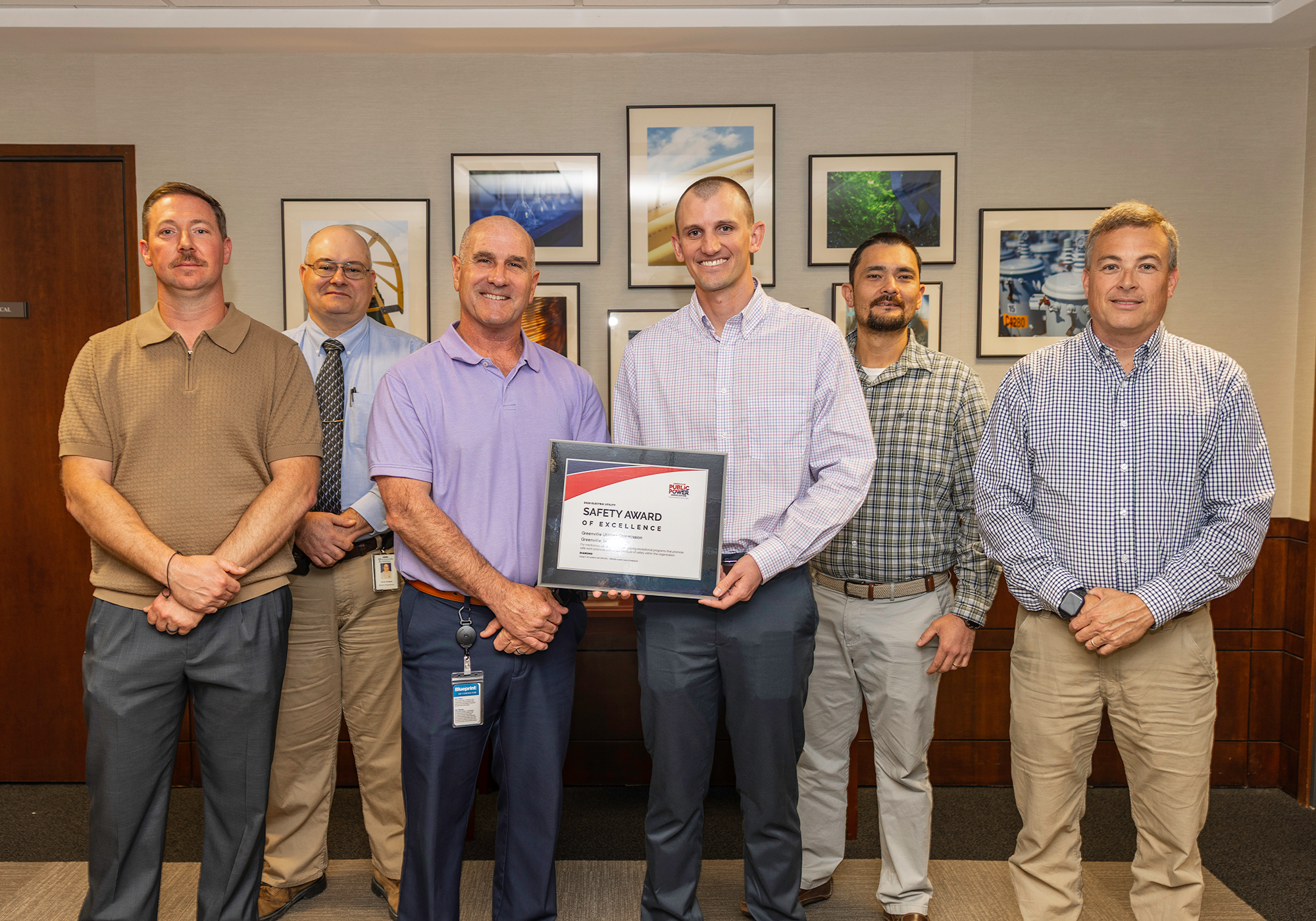 From left: Planning Engineer Kyle Brown, Substation Control Engineer Nick Peaden, Director of Electric Systems Ken Wade, Assistant Director of Electric Systems Jacob Swink, Electric Distribution Engineer Doug Boone, and Meter Superintendent Jason Hardee